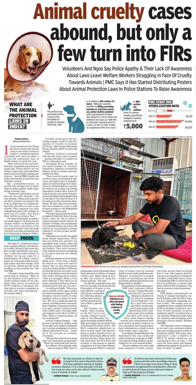 Saahas For Animals featured in Times of India